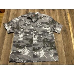 Ali's Fashion Shirt, Men's Size XL, Gray, Hawaiian Button Up, Short Sleeve
